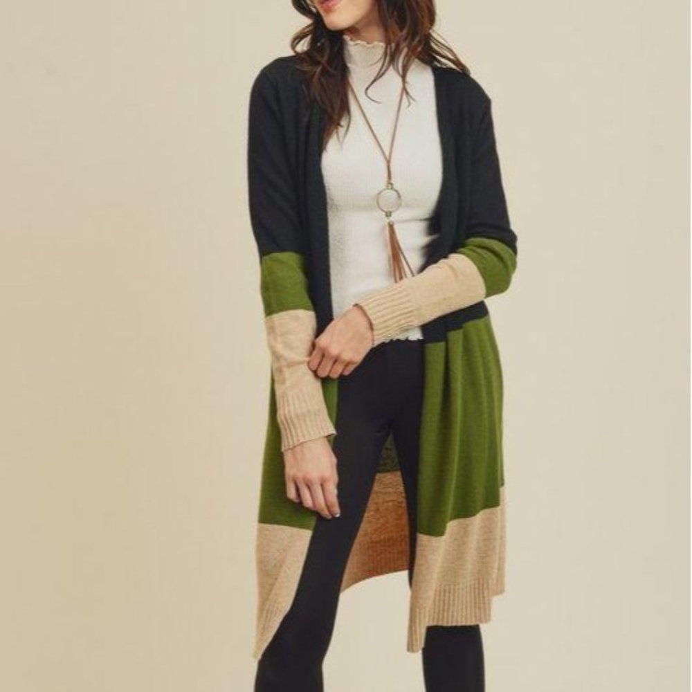 2/$40 - Color Block Long Sleeve Cardigan
